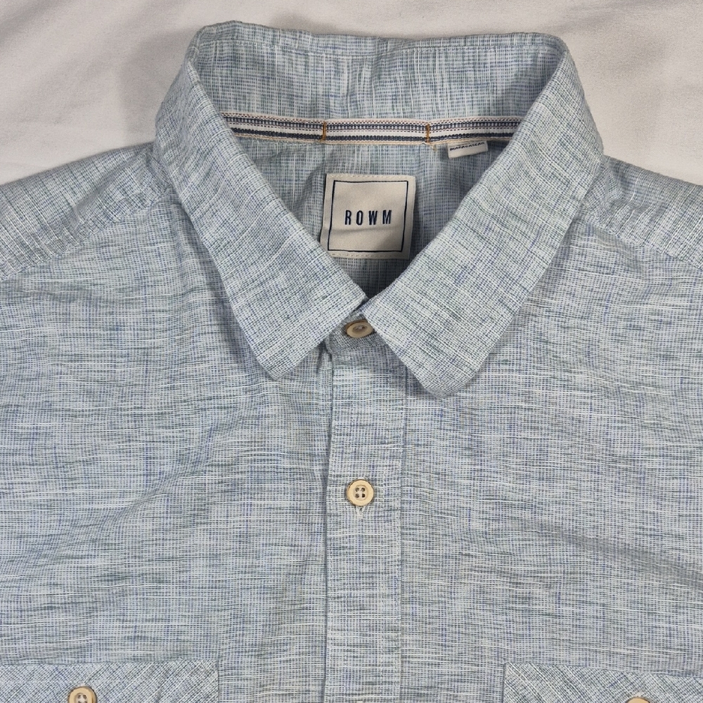ROWN Men's Short Sleeve Light Blue Button Down Dress Shirt